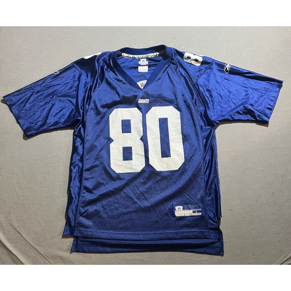 New York Giants Jeremy Shockey Football‎ Jersey Youth Large Blue Short Sleeve.